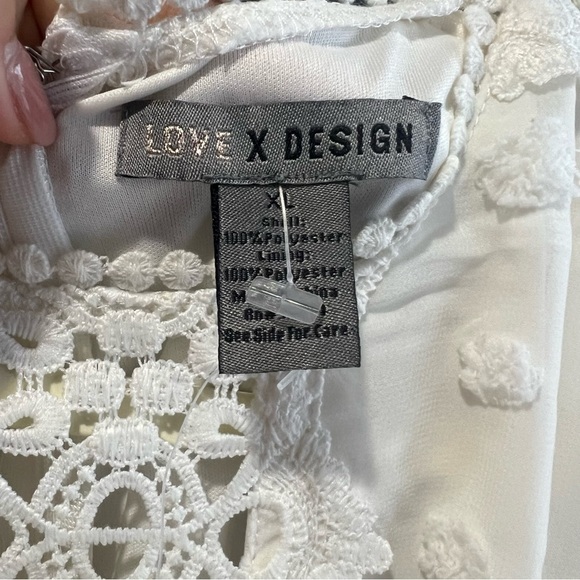 Love x Design Lace Chiffon Swiss Dot Embroidered Long Sleeves Dress in White XL - Picture 5 of 11